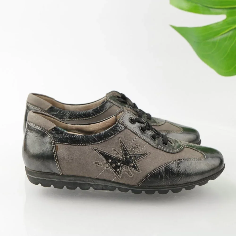 Waldlaufer Womens Henni Oxford Size 6‎ Gray Silver Lace Up Shoe Casual Comfy